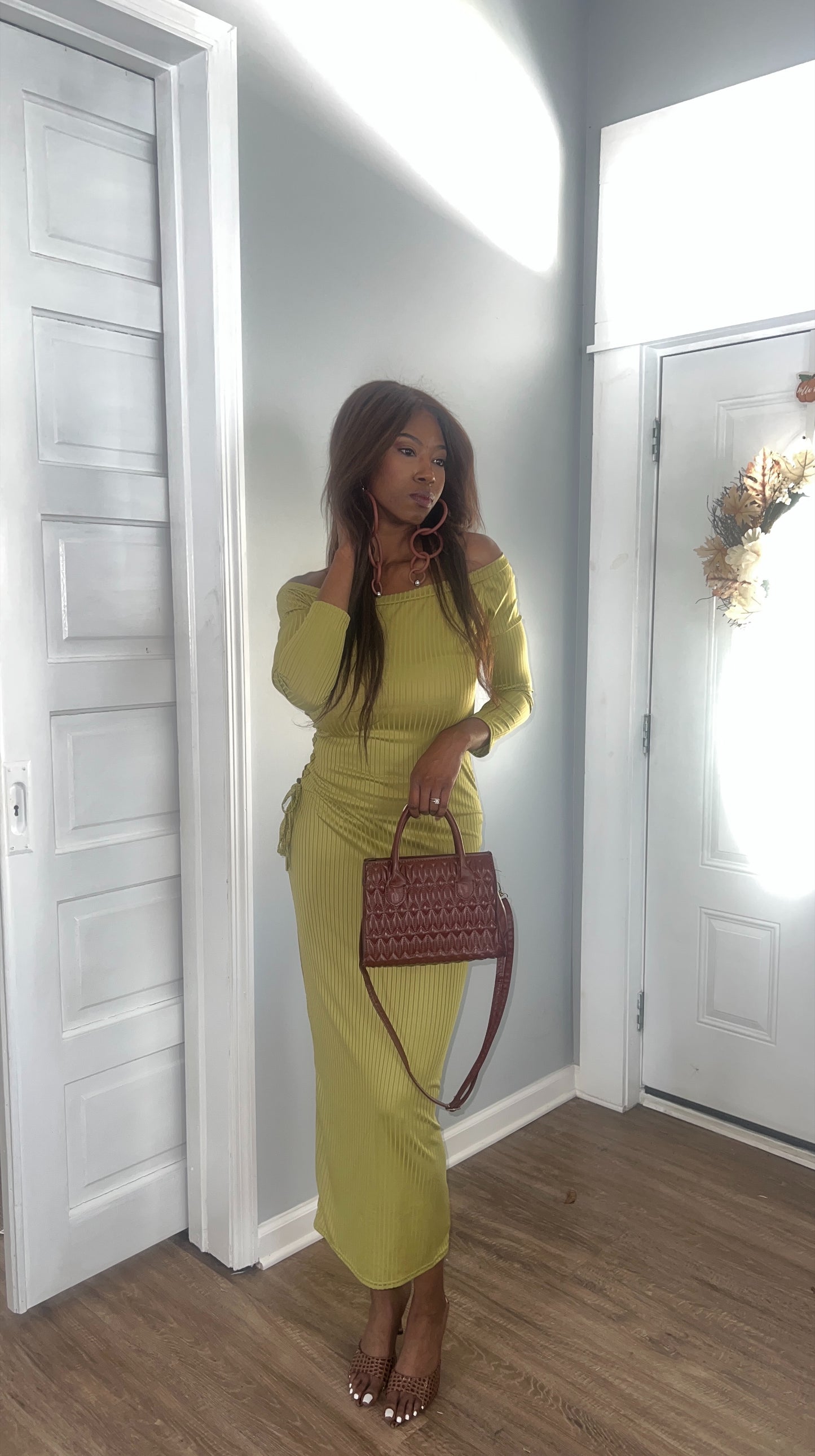 True Chartreuse Midi Dress