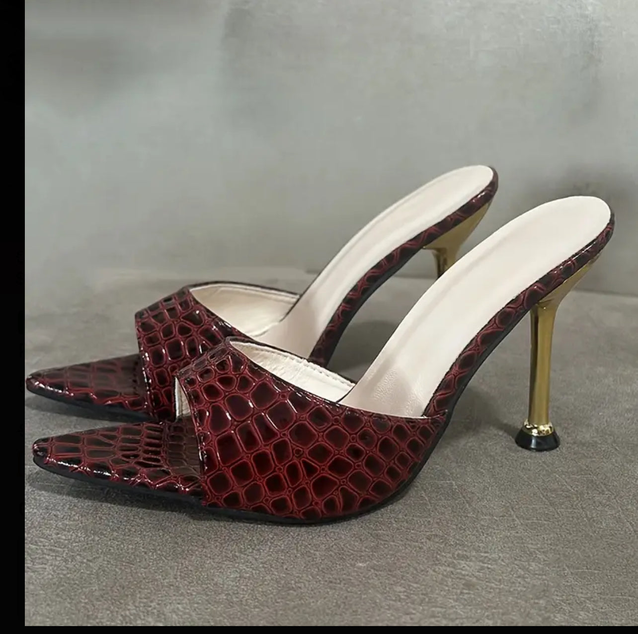 Mocha Mules Faux Snake Skin